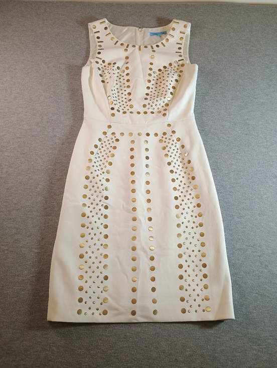 ANTONIO MELANI Dresses & Skirts - Antonio Melani Women's Size 2 Sleeveless Cream Dress with Gold Stud Detail